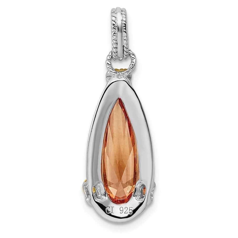 Sterling Silver & Vermeil Rhodium-plated Champagne Cubic Zirconia Pendant