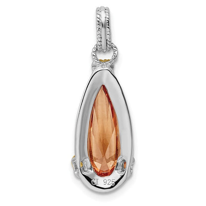 Sterling Silver & Vermeil Rhodium-plated Champagne Cubic Zirconia Pendant
