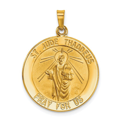14k Yellow Gold Saint Jude Medal Hollow Pendant