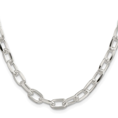 Sterling Silver 7.5mm Diamond-cut Long Link Cable Chain Necklace