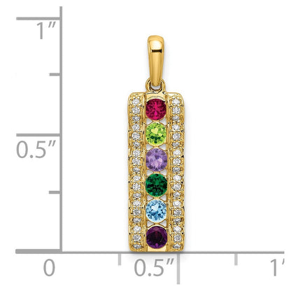 14k Yellow Gold Family Jewelry Diamond Semi-Set Pendant