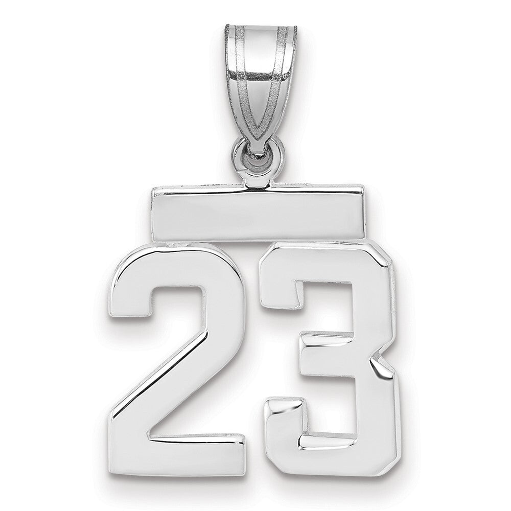 14k White Gold Small Polished Number 23 Charm Pendant for Women