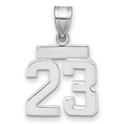 14k White Gold Small Polished Number 23 Charm Pendant for Women