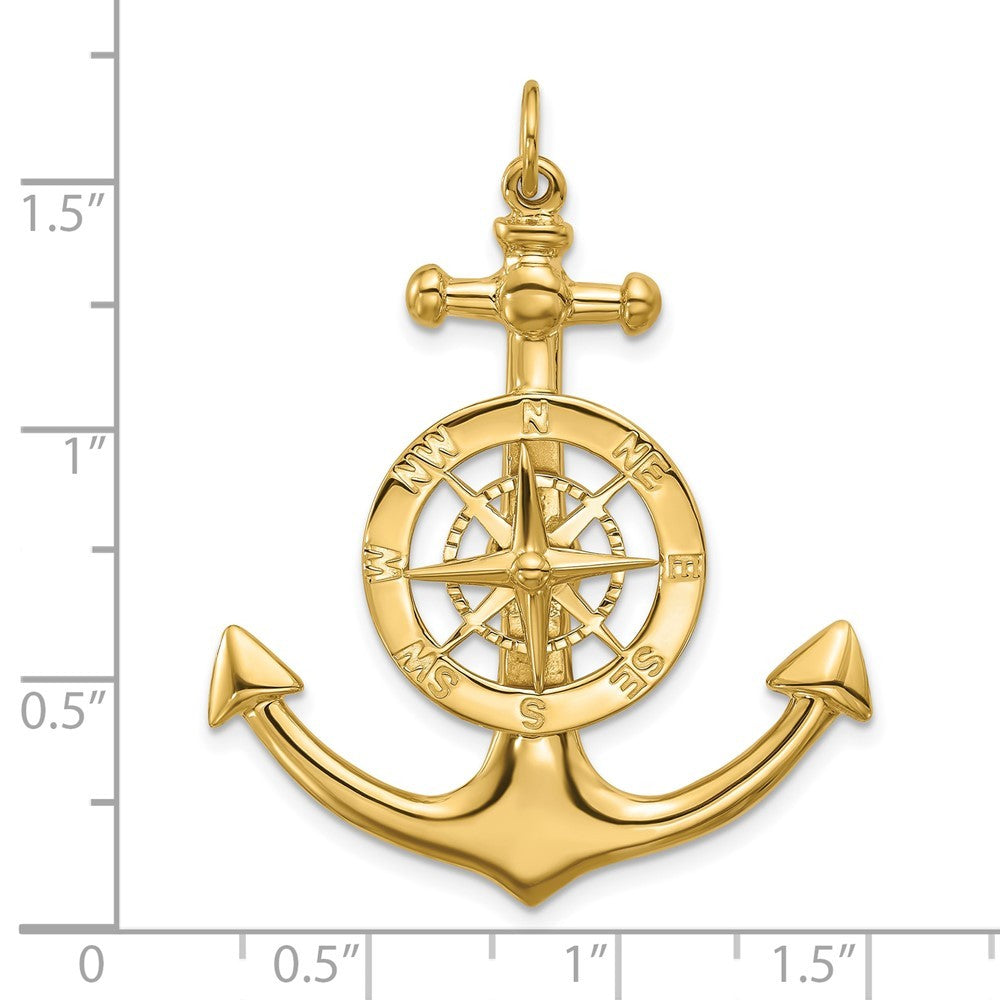14k Yellow Gold Large Anchor w Nautical Compass Charm