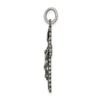 Sterling Silver Antiqued and Brushed INRI Crucifix Pendant