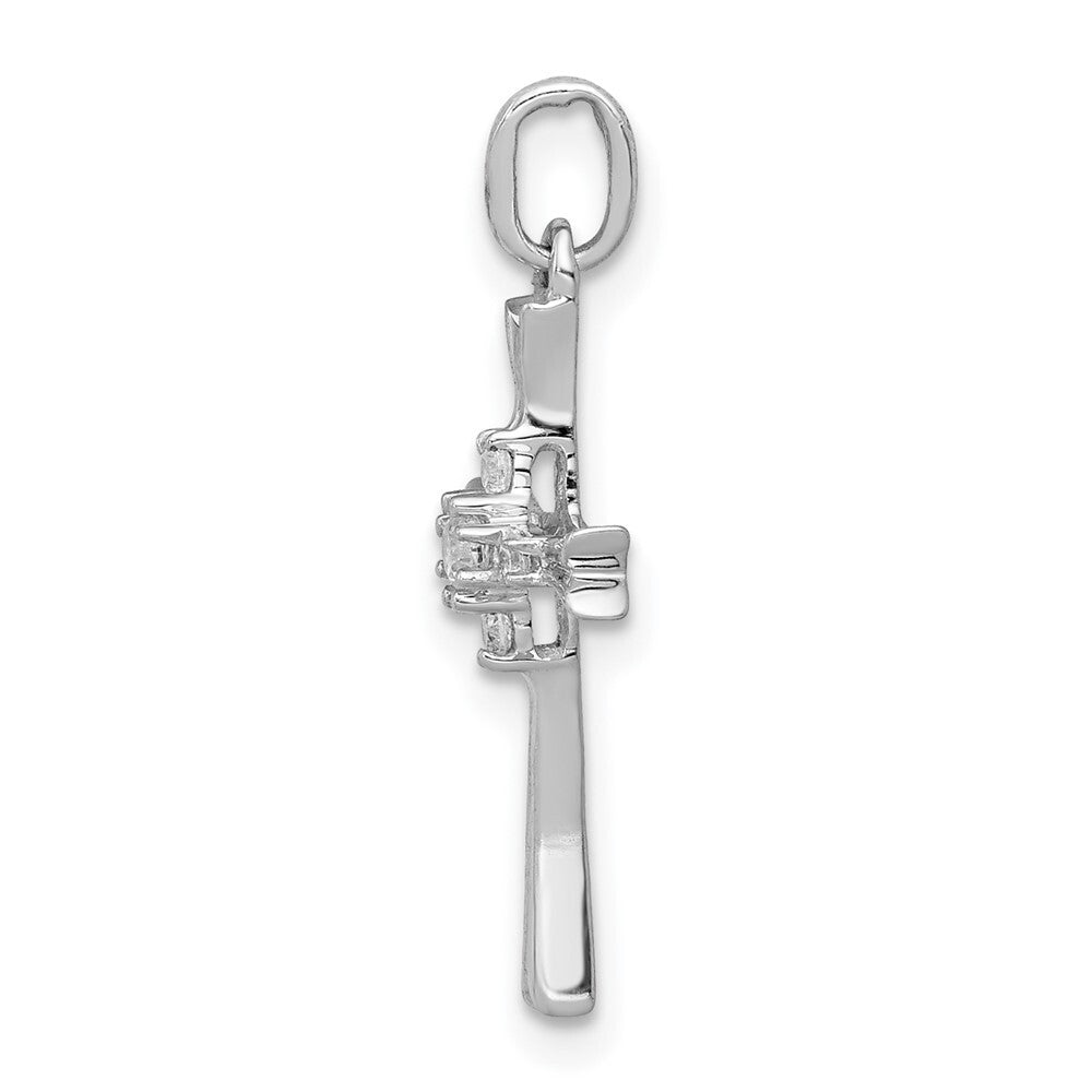 14k White Gold 1/15ct. Diamond Cross Pendant for Women