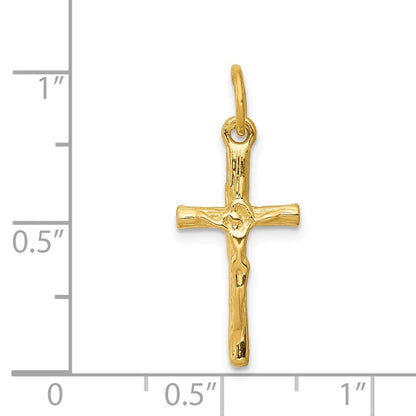 14k Yellow Gold Crucifix Charm Pendant for Women
