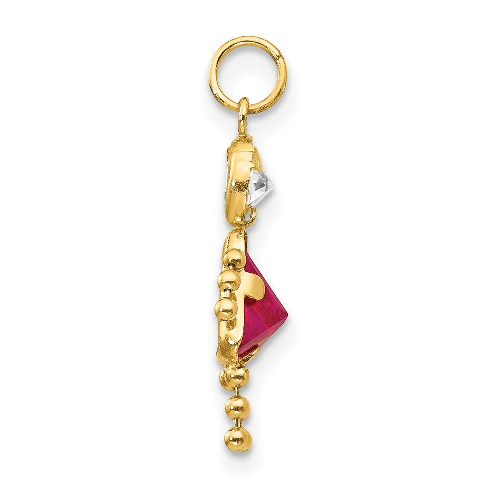 14k Yellow Gold July Girl Birthstone Charm Pendant for Women