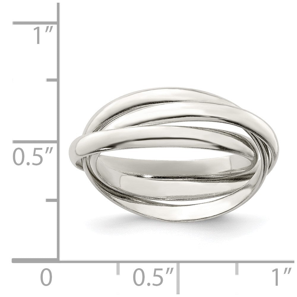 Sterling Silver Triple Intertwining Ring Size 8