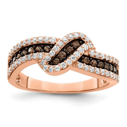 Sterling Silver Rose-tone Black Rhodium-plated CZ Fancy Ring Size 6