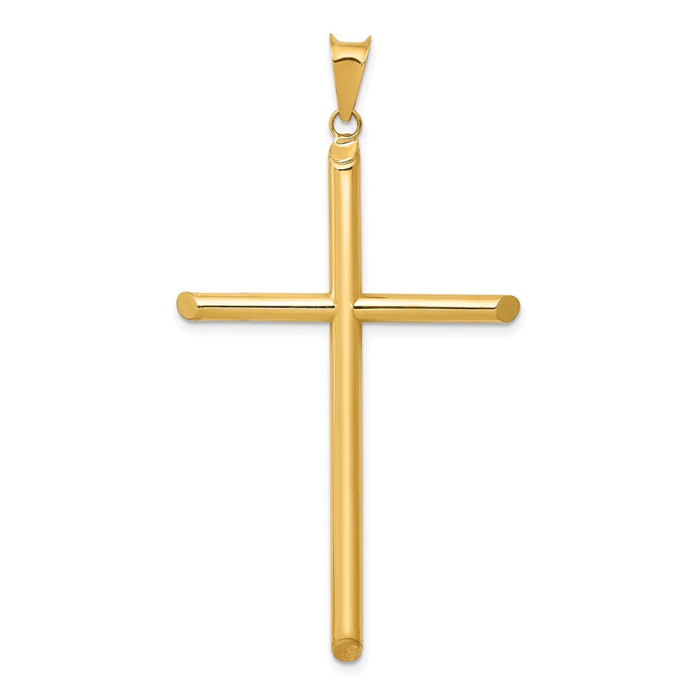 14k Yellow Gold 3-D Polished Hollow Cross Pendant