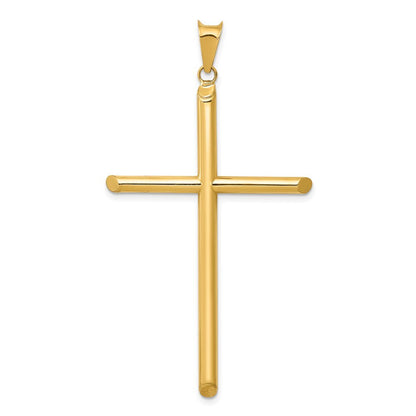 14k Yellow Gold 3-D Polished Hollow Cross Pendant