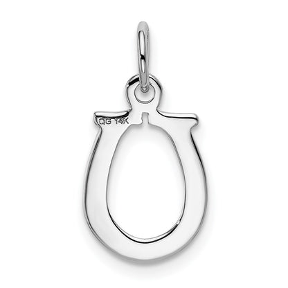 14k White Gold Solid Polished Horseshoe Charm Pendant for Women