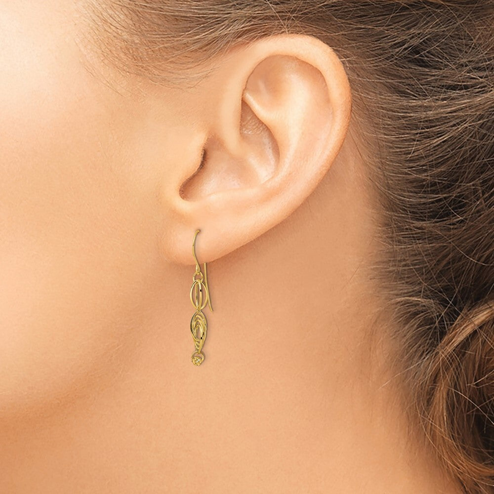 14k Yellow Gold Oval Link Dangle Earrings