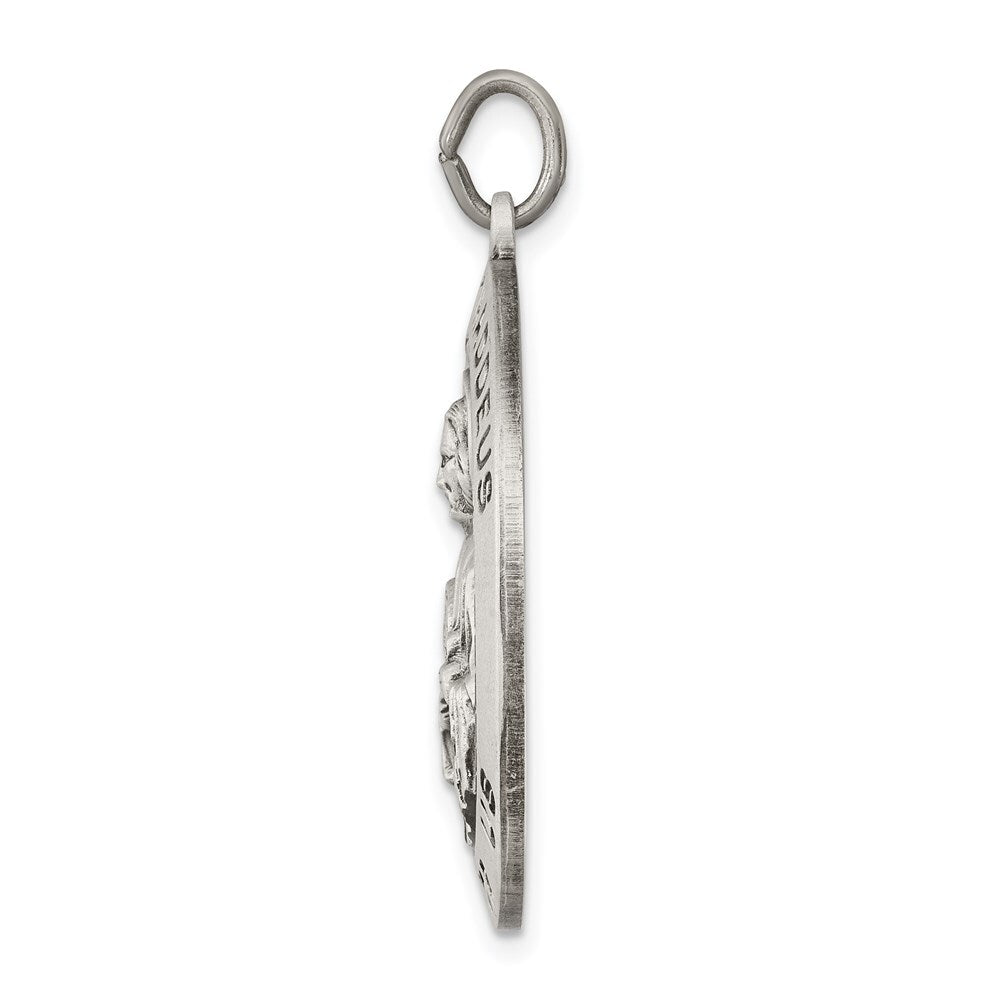 Sterling Silver Antiqued Saint Jude Thaddeus Medal Pendant