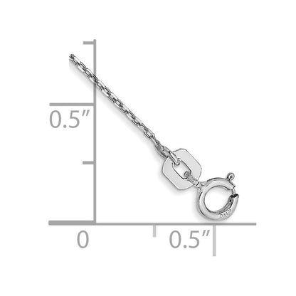 14K White Gold 10 inch .8mm Diamond-cut Cable with Spring Ring Clasp Anklet