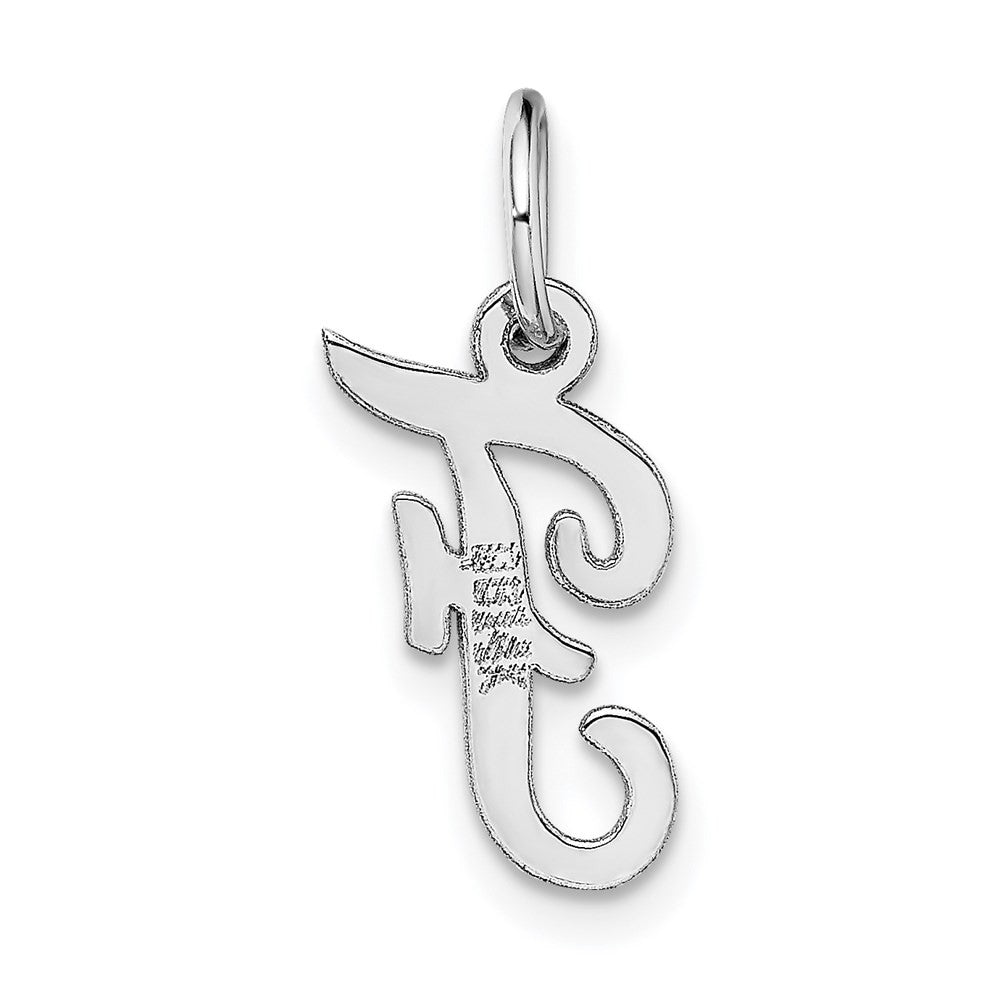 14k White Gold Small Script Letter F Initial Charm Pendant