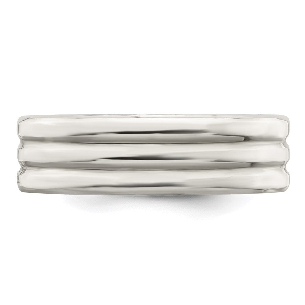 Sterling Silver 6mm Polished Flat Grooved Fancy Band Size 7