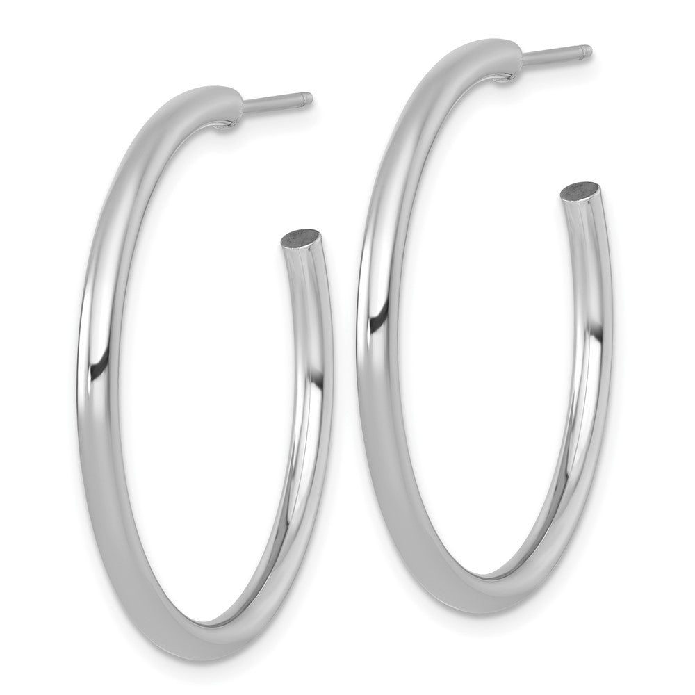 14k White Gold Polished 2.5 x 35mm Tube C-Hoop Earrings