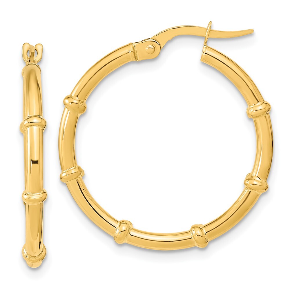 14k Yellow Gold Polished and Fancy Hoop Earrings