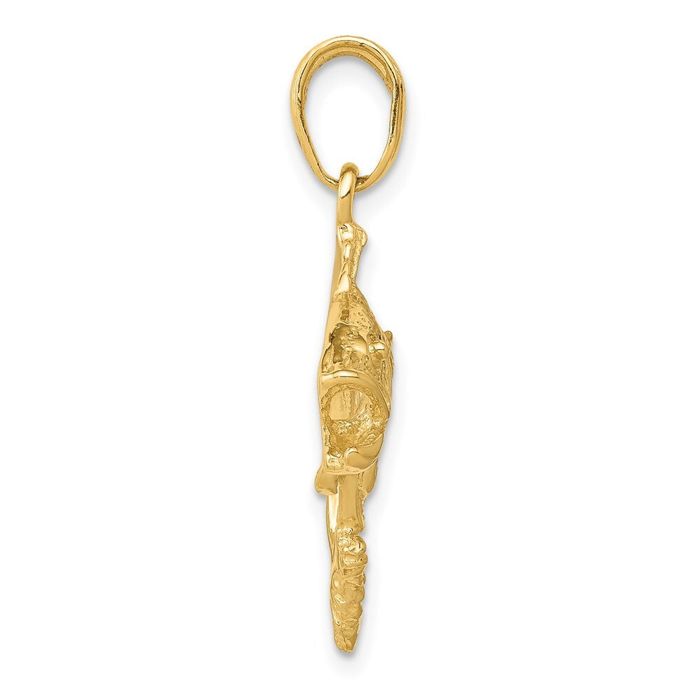 14k Yellow Gold Jumping Bass Fish Pendant for Women