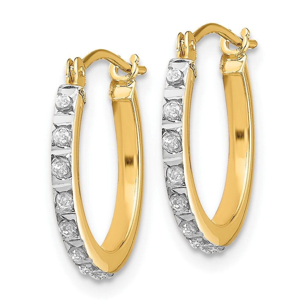 14k Yellow Gold Diamond Fascination Small Hinged Hoop Earrings Gift for Women