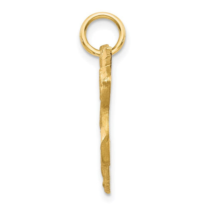 14k Yellow Gold Diamond-cut Angel Charm Pendant for Women