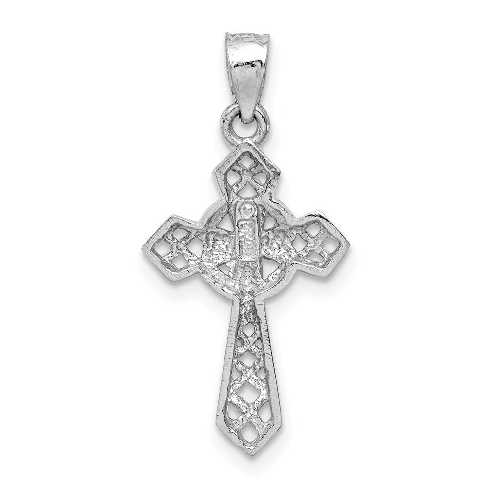14k White Gold White Polished Cross Pendant for Women