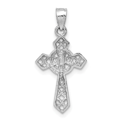 14k White Gold White Polished Cross Pendant for Women