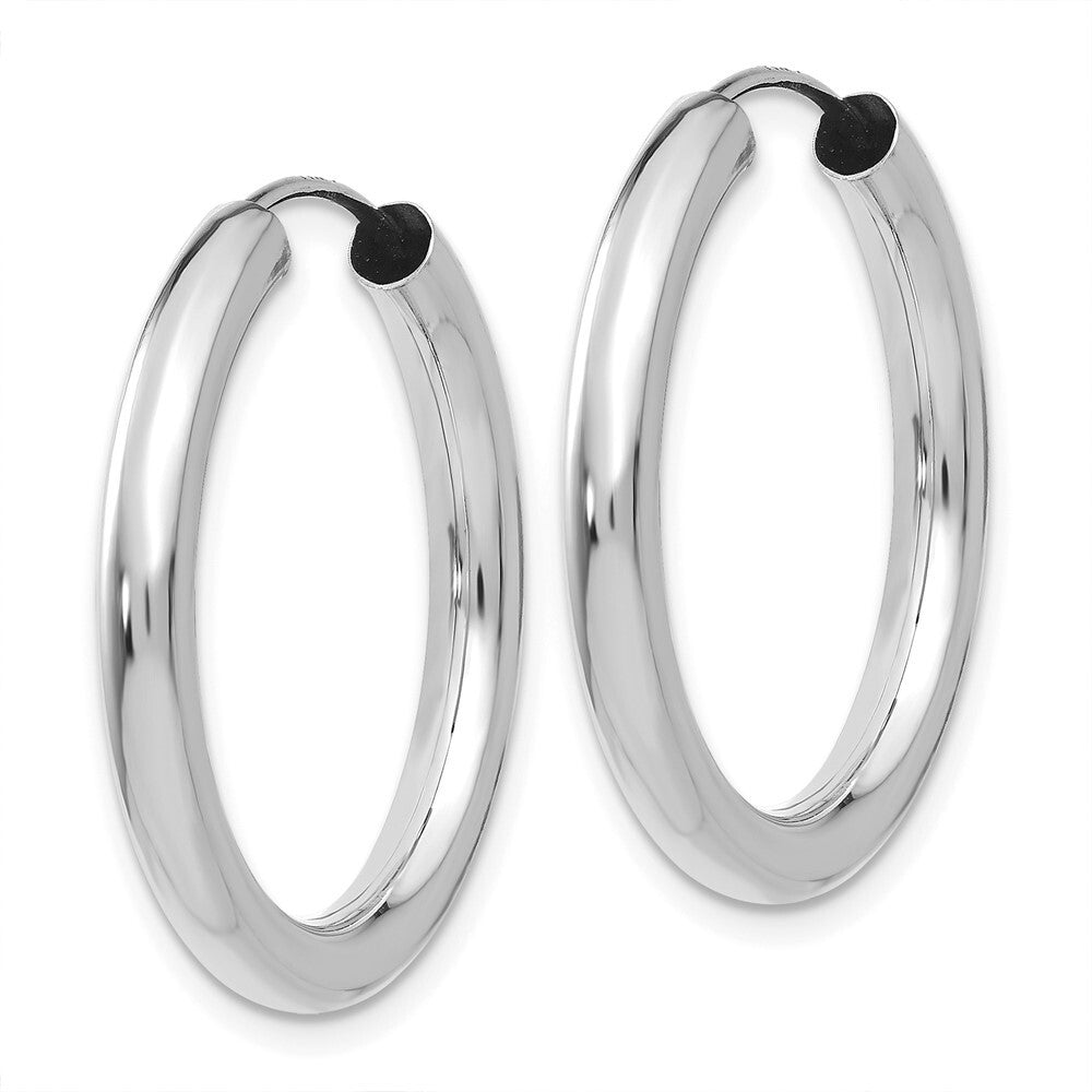 14k White Gold Polished Endless Tube Hoop Earrings Gift for Women