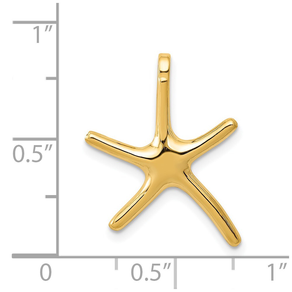 14k Yellow Gold Starfish Chain Slide Pendant for Women