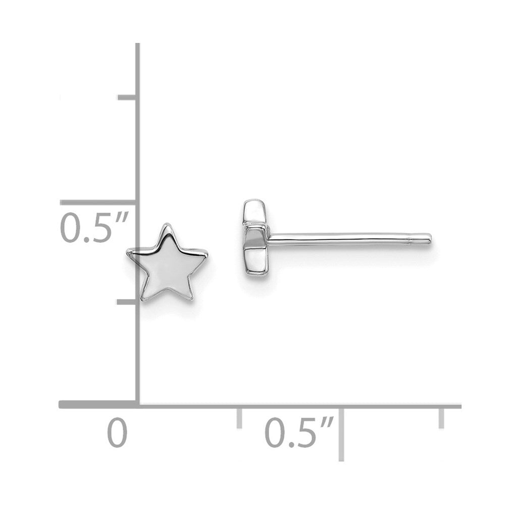 14k White Gold Polished Star Stud Earrings Gift for Women