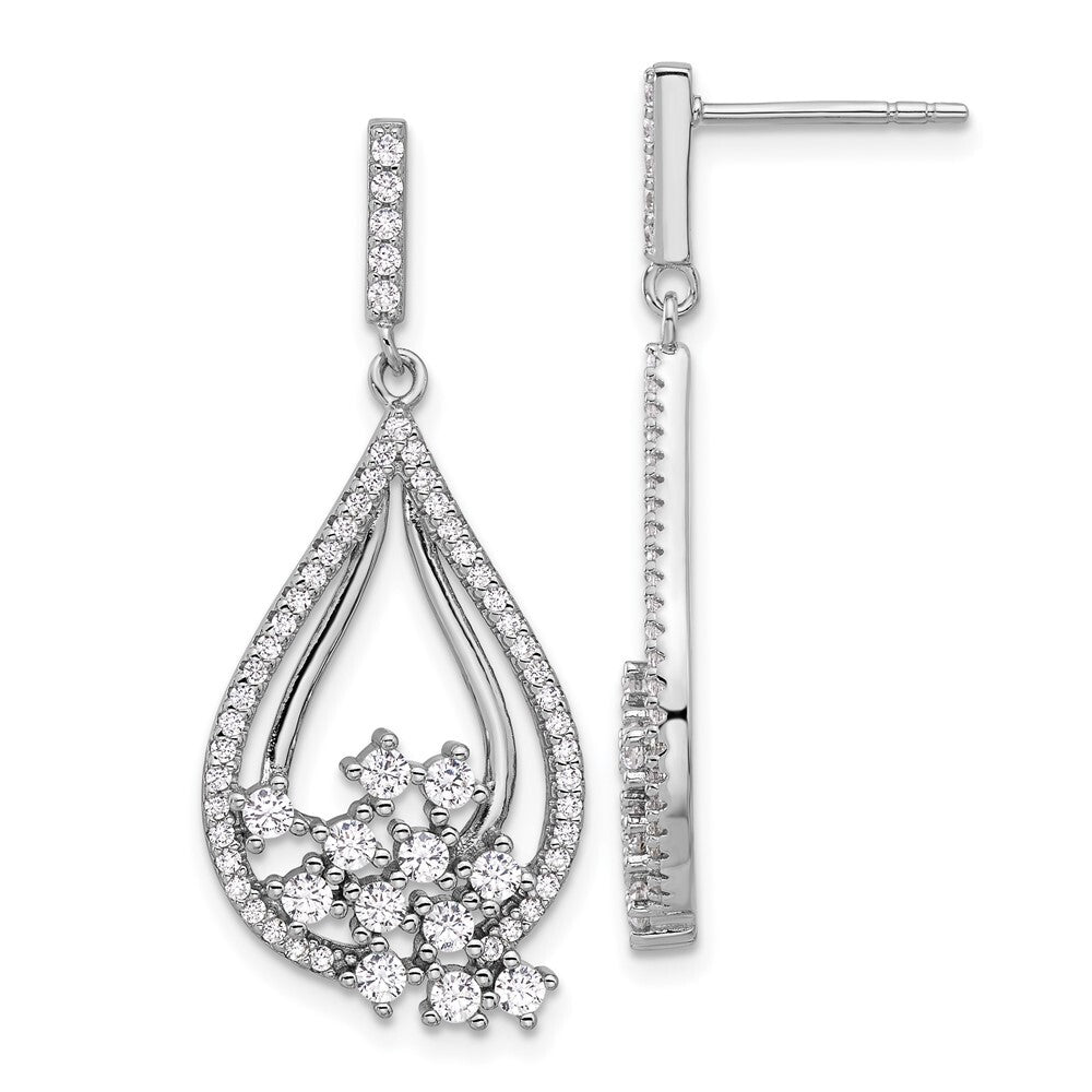 Sterling Silver Rhodium-plated Fancy Cubic Zirconia Dangle Earrings