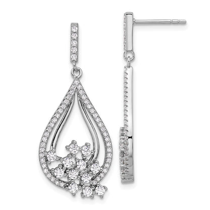 Sterling Silver Rhodium-plated Fancy Cubic Zirconia Dangle Earrings