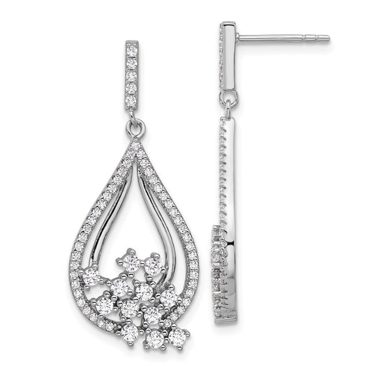 Sterling Silver Rhodium-plated Fancy Cubic Zirconia Dangle Earrings