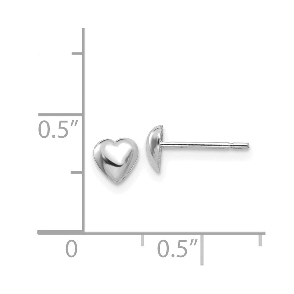 14K White Gold Polished Heart Stud Earrings Gift for Women