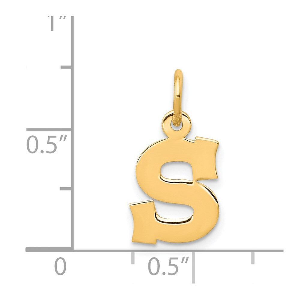 14k Yellow Gold Small Block Letter S Initial Charm Pendant for Women