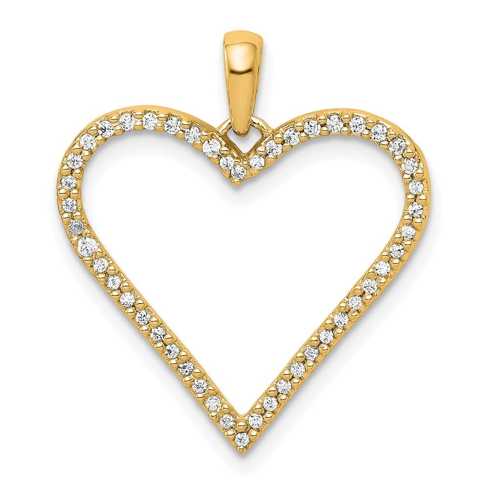 14k Yellow Gold 1/6ct. Diamond Heart Pendant for Women