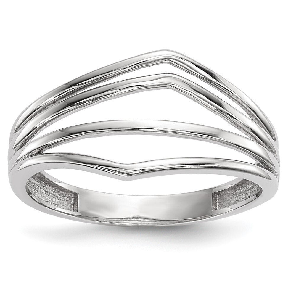 14k White Gold Polished 4-Bar Ring Size 7