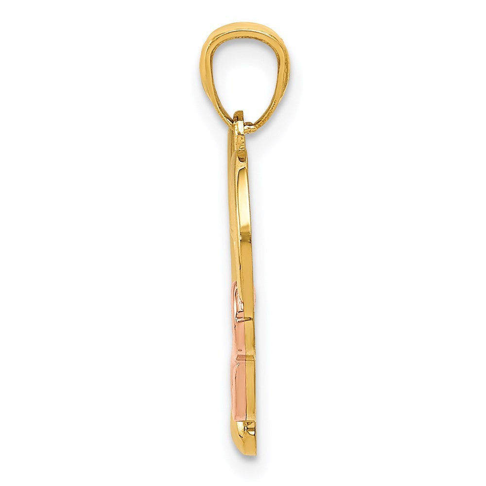 14K Two-tone Gold Polished Infinity Heart Pendant
