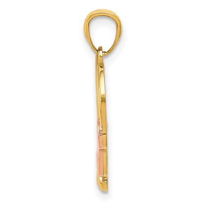 14K Two-tone Gold Polished Infinity Heart Pendant
