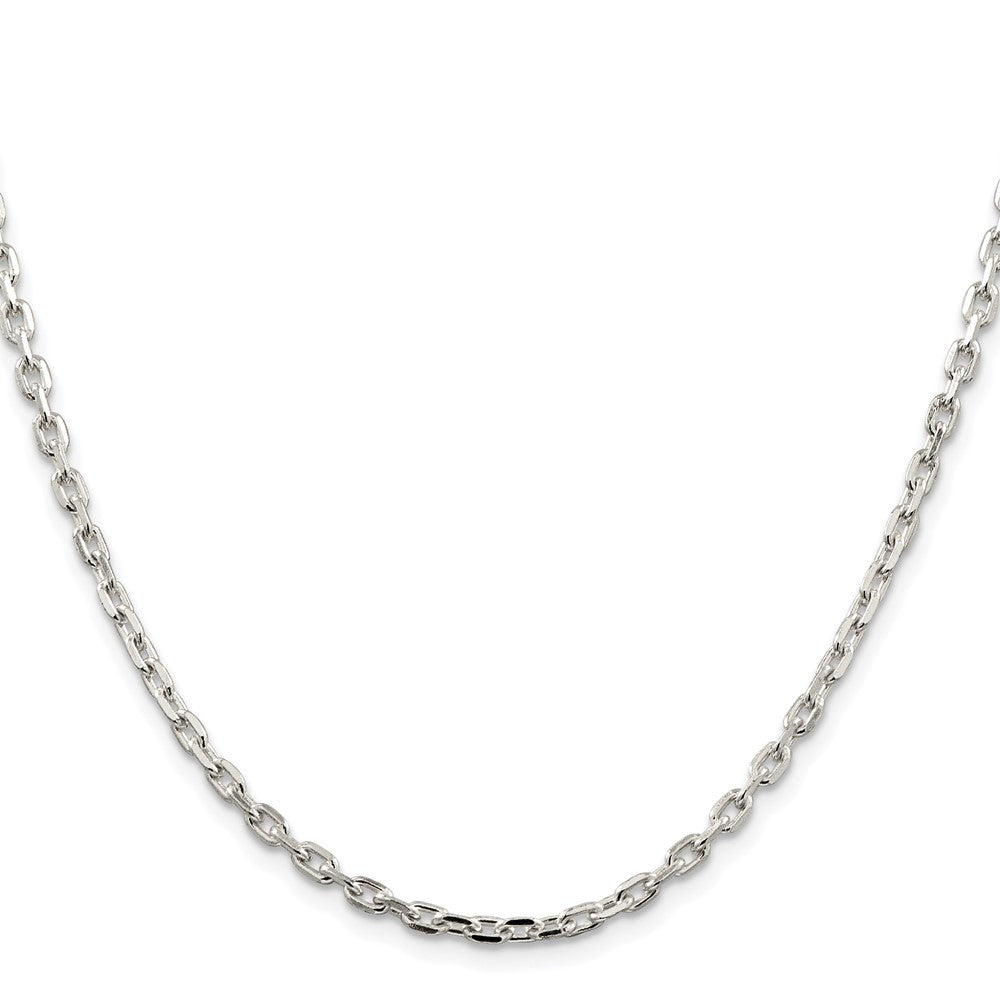Sterling Silver Rhodium-plated 3.25mm Beveled Oval Cable Chain Necklace