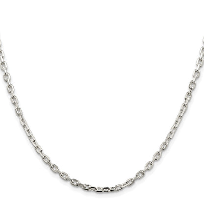 Sterling Silver Rhodium-plated 3.25mm Beveled Oval Cable Chain Necklace