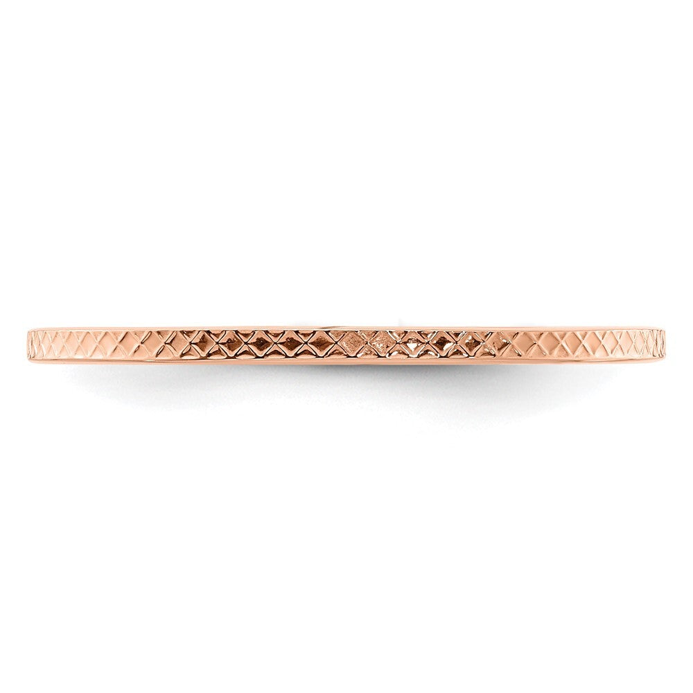 14K Rose Gold 1.2mm Criss-Cross Pattern Stackable Band Size 6