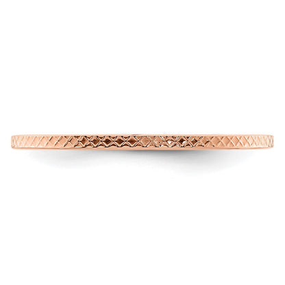 14K Rose Gold 1.2mm Criss-Cross Pattern Stackable Band Size 6