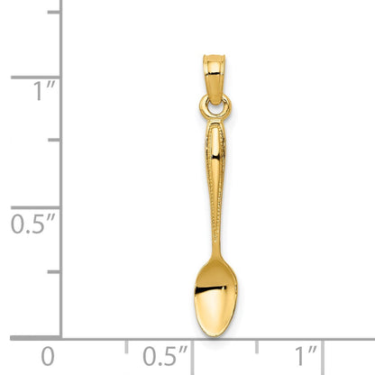 14k Yellow Gold 3-D Table Spoon Pendant