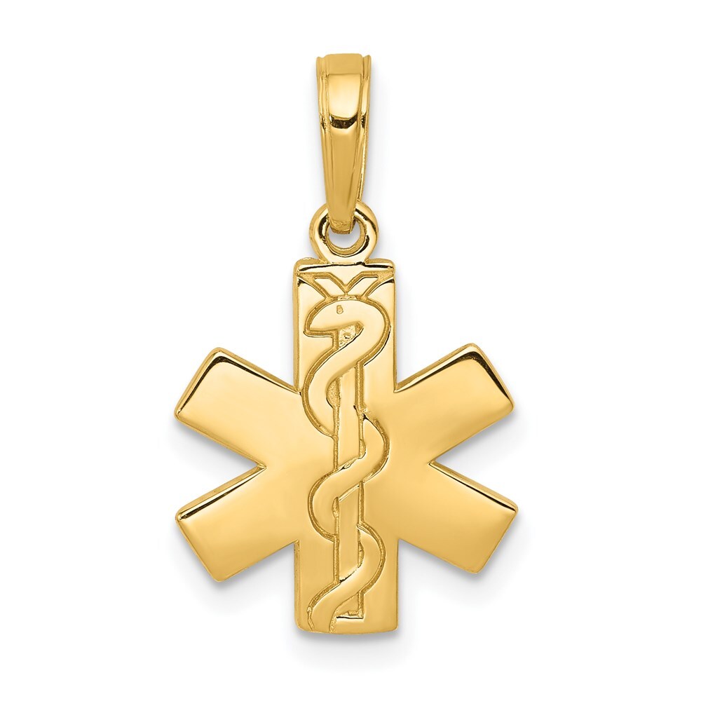 14k Yellow Gold Paramedic/EMT Symbol Pendant for Women