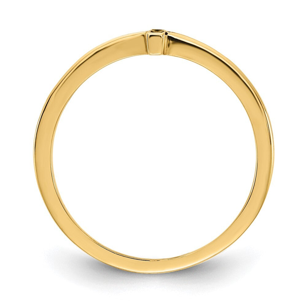 14K Yellow Gold Antiqued Sideways Cross Ring