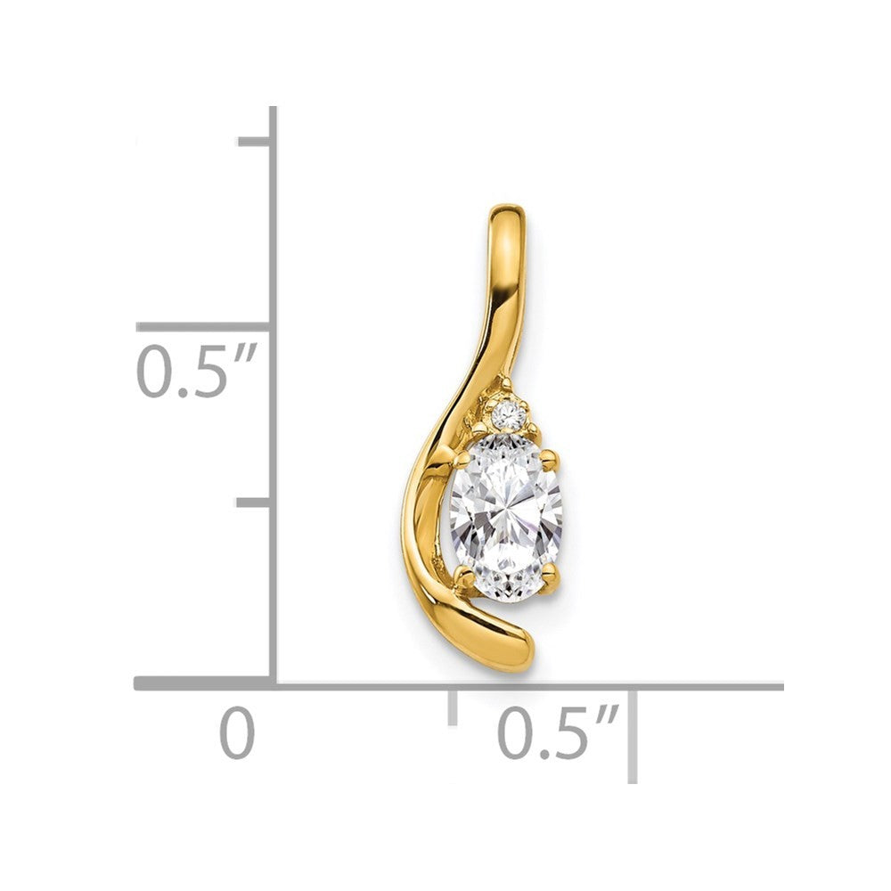 14k Yellow Gold White Topaz and Diamond Pendant