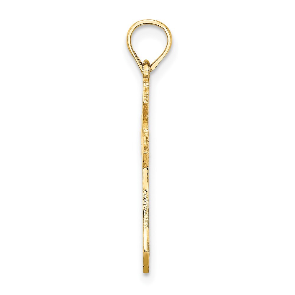 14k Yellow Gold Filigree Cross Charm Pendant for Women